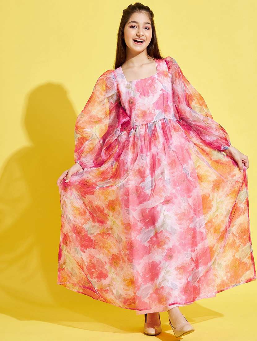 girls floral print party gown - 20428290 -  Standard Image - 3