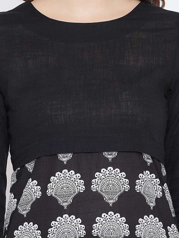 women black round neck straight kurta - 20428611 -  Standard Image - 3
