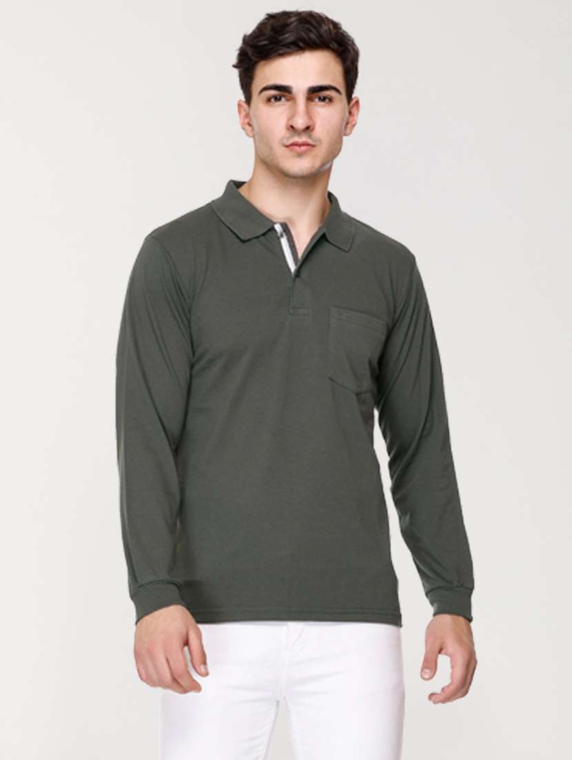 men olive green cotton t-shirt