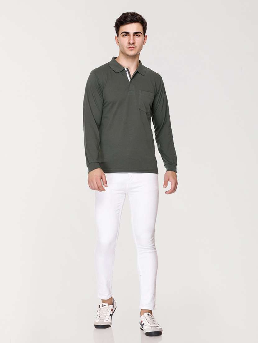 men olive green cotton t-shirt - 20429491 -  Standard Image - 3