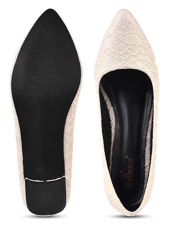 beige textured slip on pump - 20429737 -  Standard Image - 5