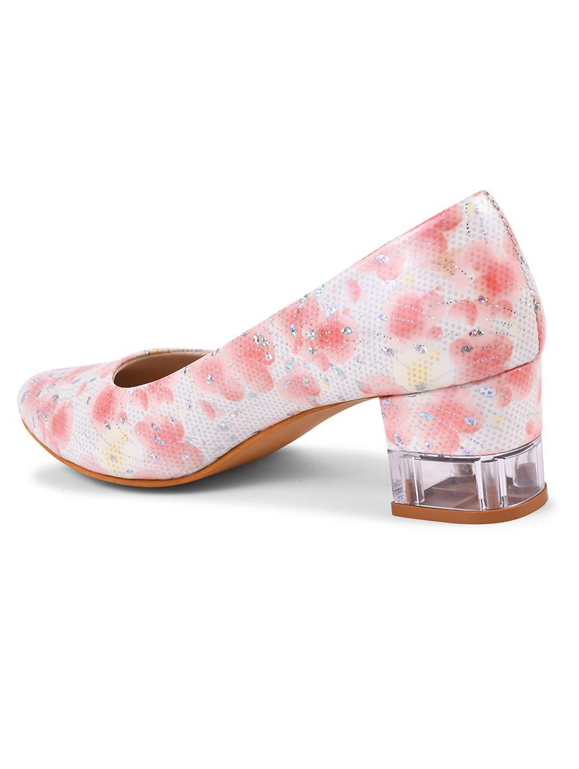 white and peach printed slip on pump - 20429742 - Standard Image - 3
