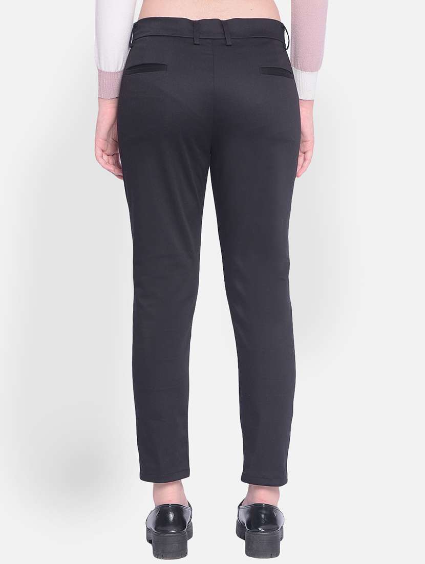 black solid flat front trouser - 20429892 -  Standard Image - 3