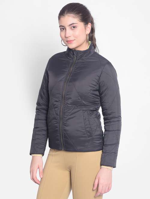 women black polyester regular jacket - 20429894 - Standard Image - 0