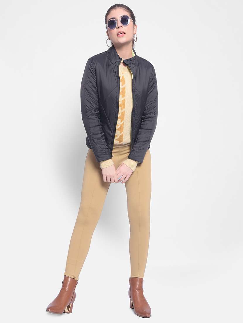 women black polyester regular jacket - 20429894 - Standard Image - 3