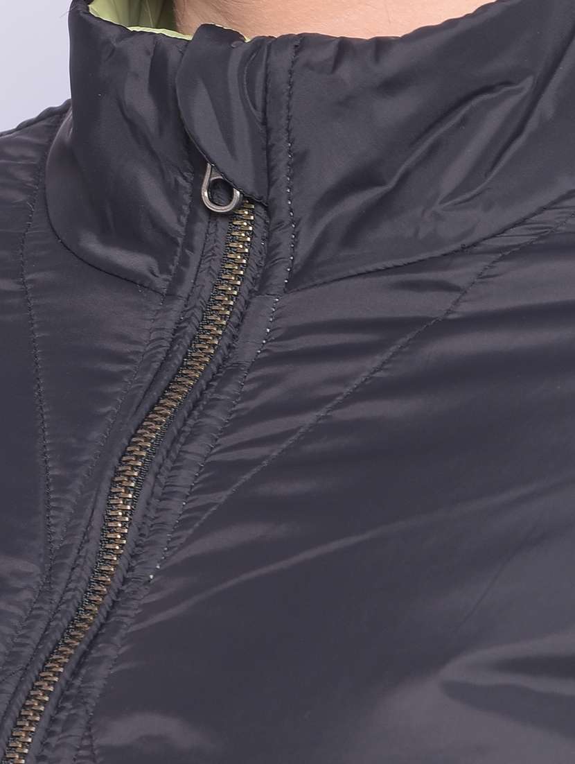 women black polyester regular jacket - 20429894 - Standard Image - 5