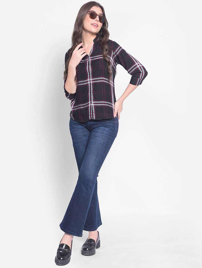 women multi color checkered print regular shirt - 20429911 -  Standard Image - 3