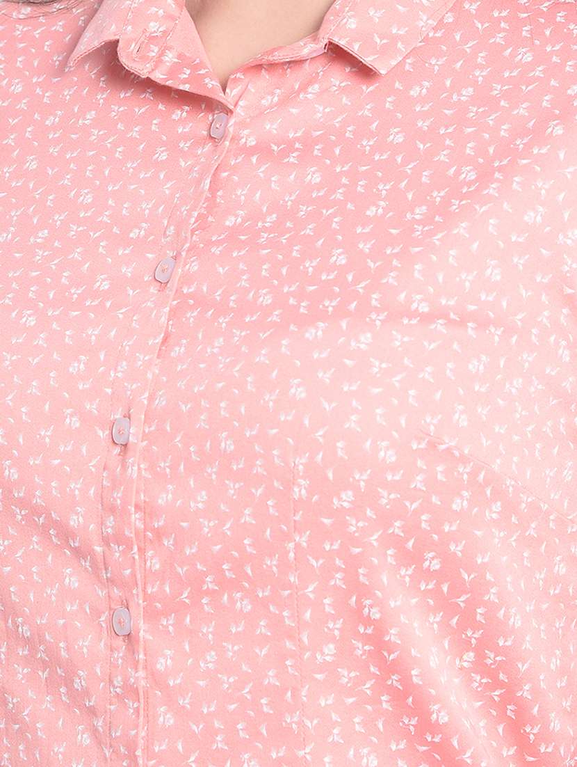 women peach printed three quater sleeves shirt - 20429918 -  Standard Image - 5