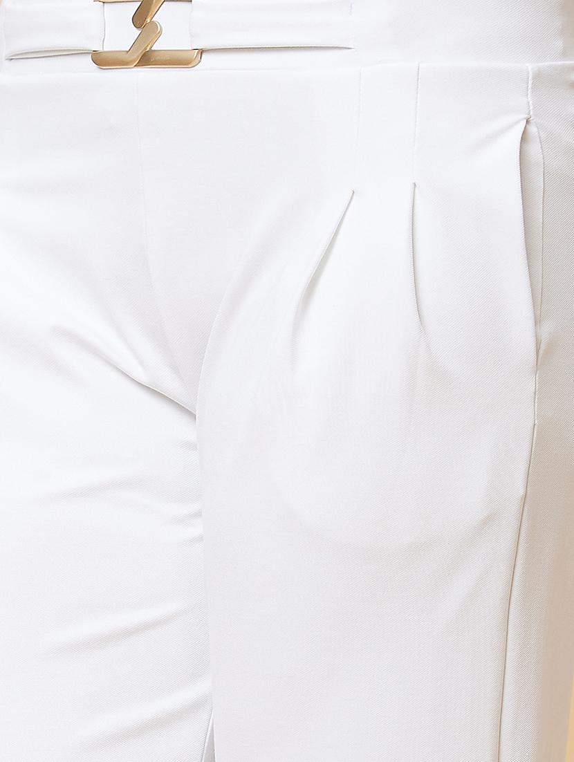 white solid pleated trousers - 20430085 - Standard Image - 5