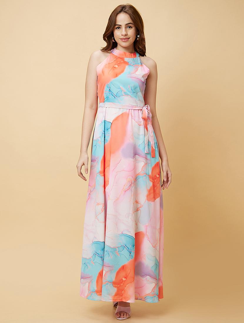 women pink polyester fit & flare dress - 20430097 -  Zoom Image - 0