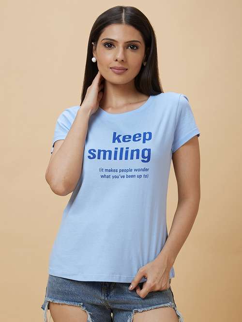 blue typography regular t-shirt - 20430099 -  Standard Image - 0