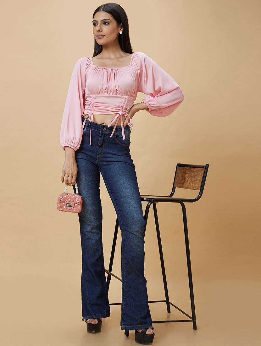 pink solid crop top - 20430106 - Standard Image - 3