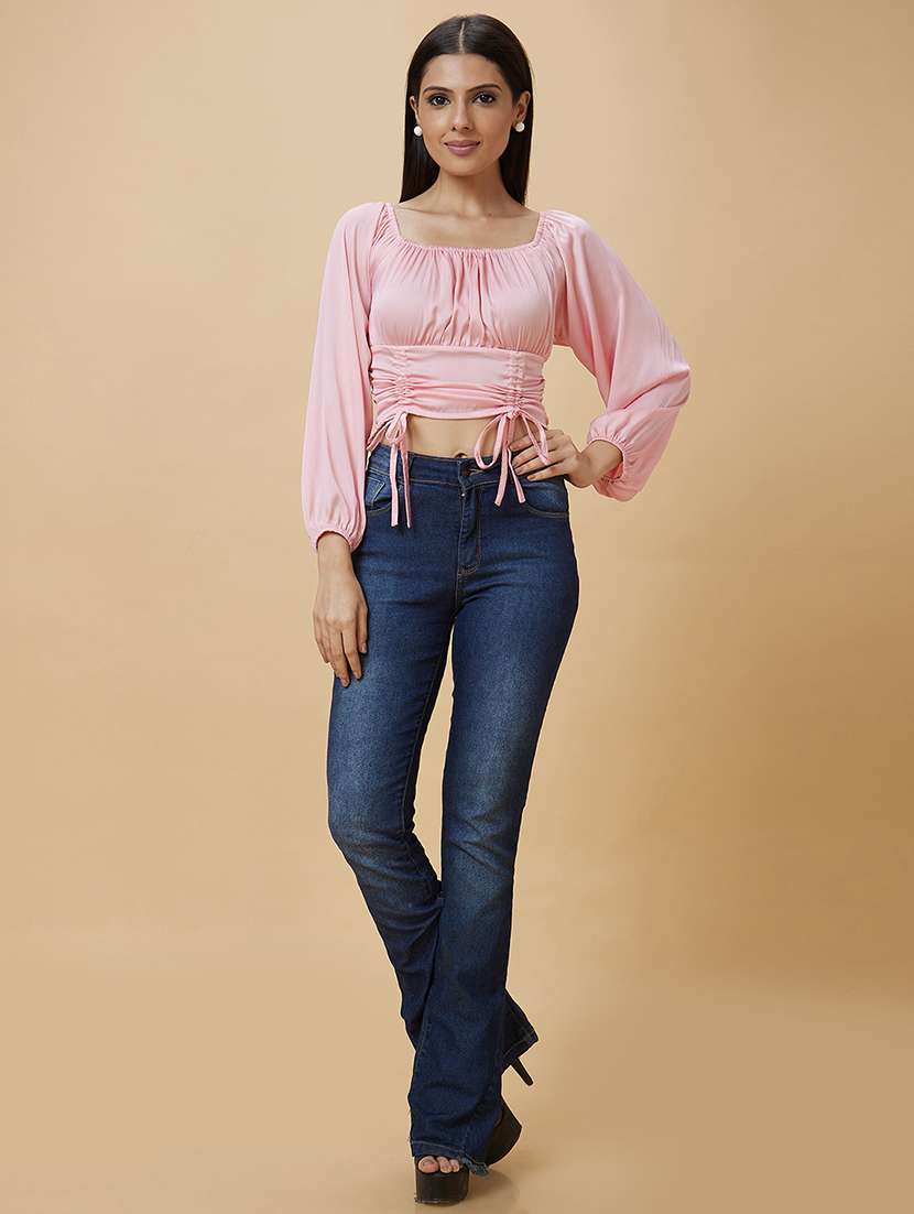pink solid crop top - 20430106 - Standard Image - 5