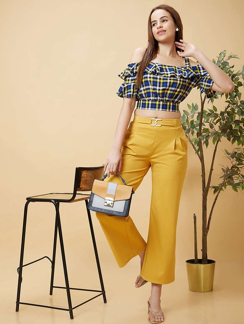 blue checks crop top - 20430108 - Standard Image - 3