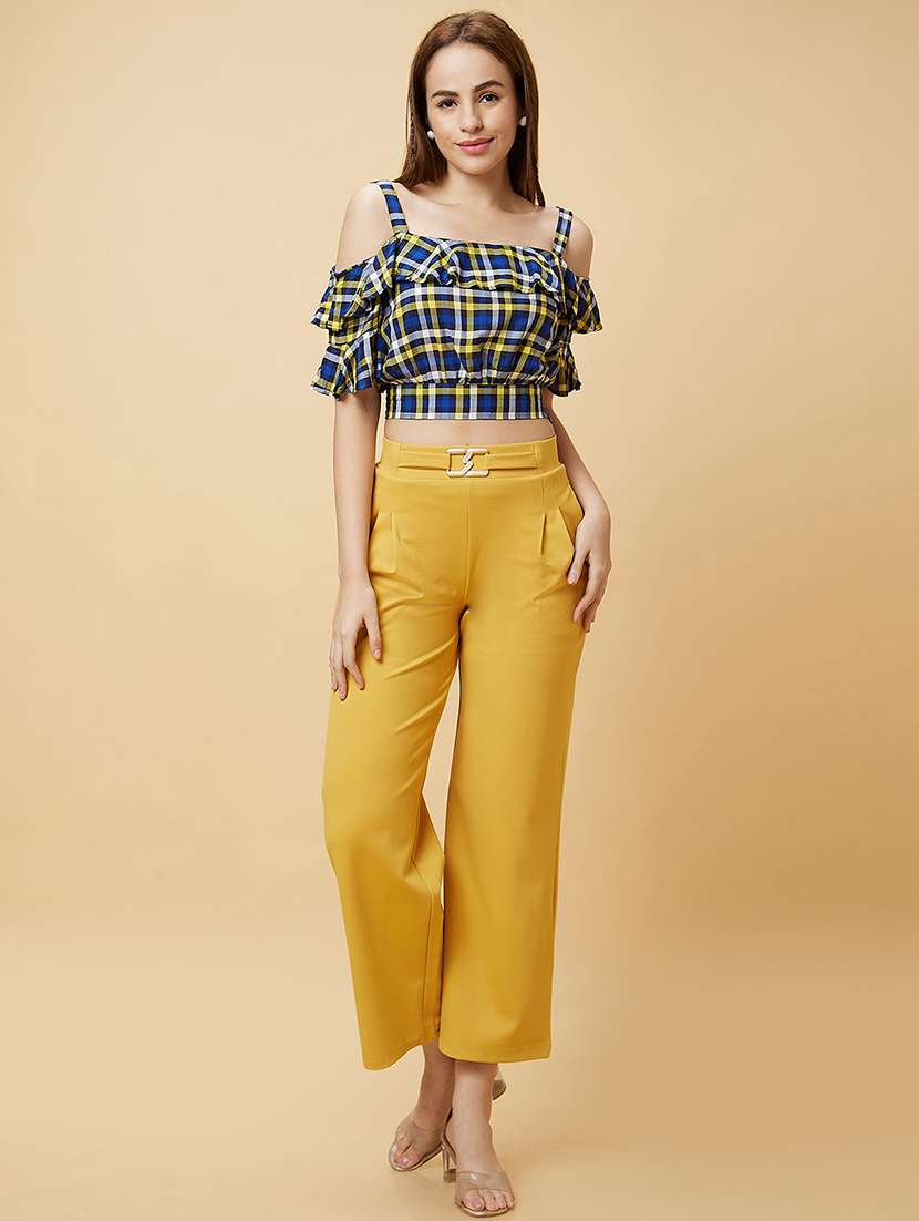 blue checks crop top - 20430108 - Standard Image - 5
