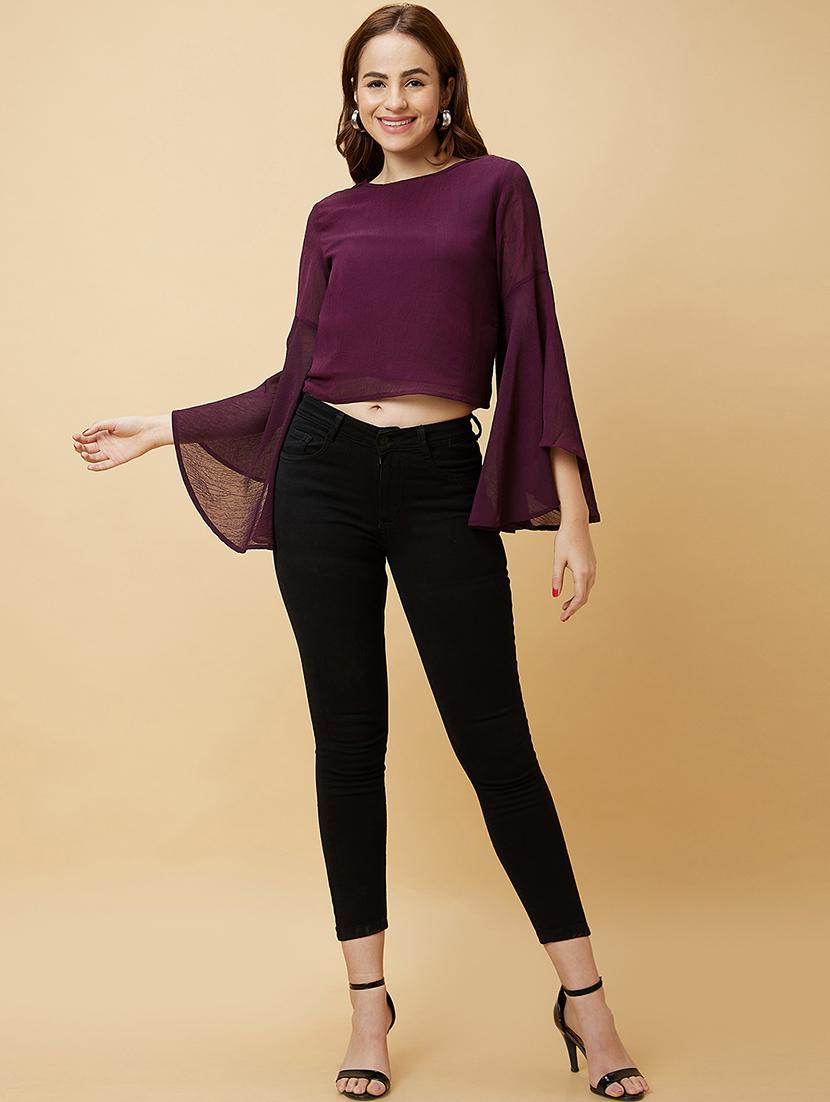 purple solid regular top - 20430116 - Standard Image - 5