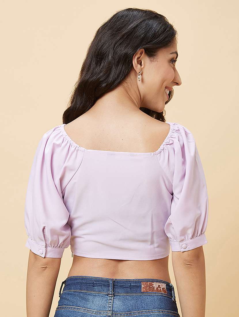 lavender solid crop top - 20430119 -  Standard Image - 3