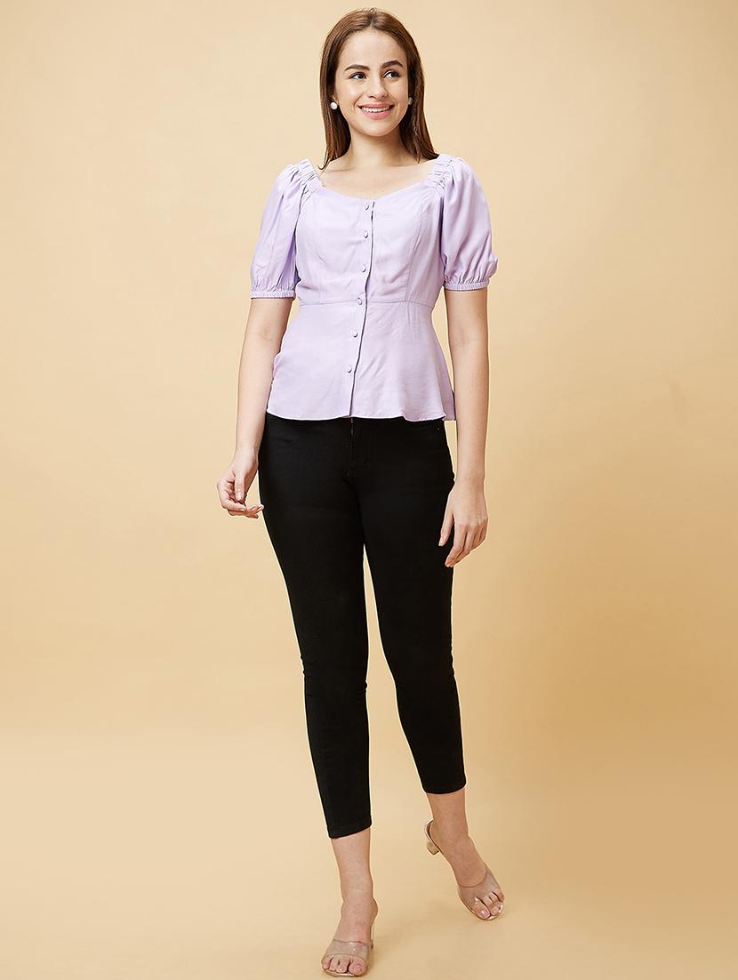 purple solid regular top - 20430214 - Standard Image - 5