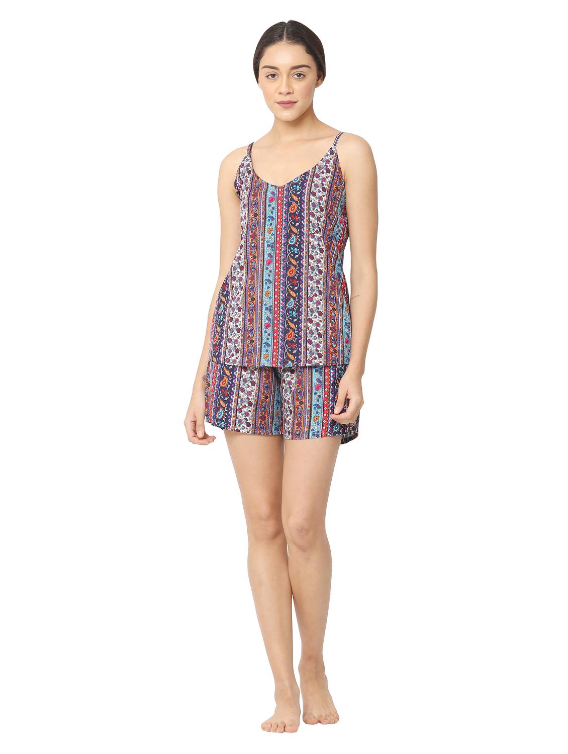 women's printed nightwear shorts set - 20430339 - Zoom Image - 0
