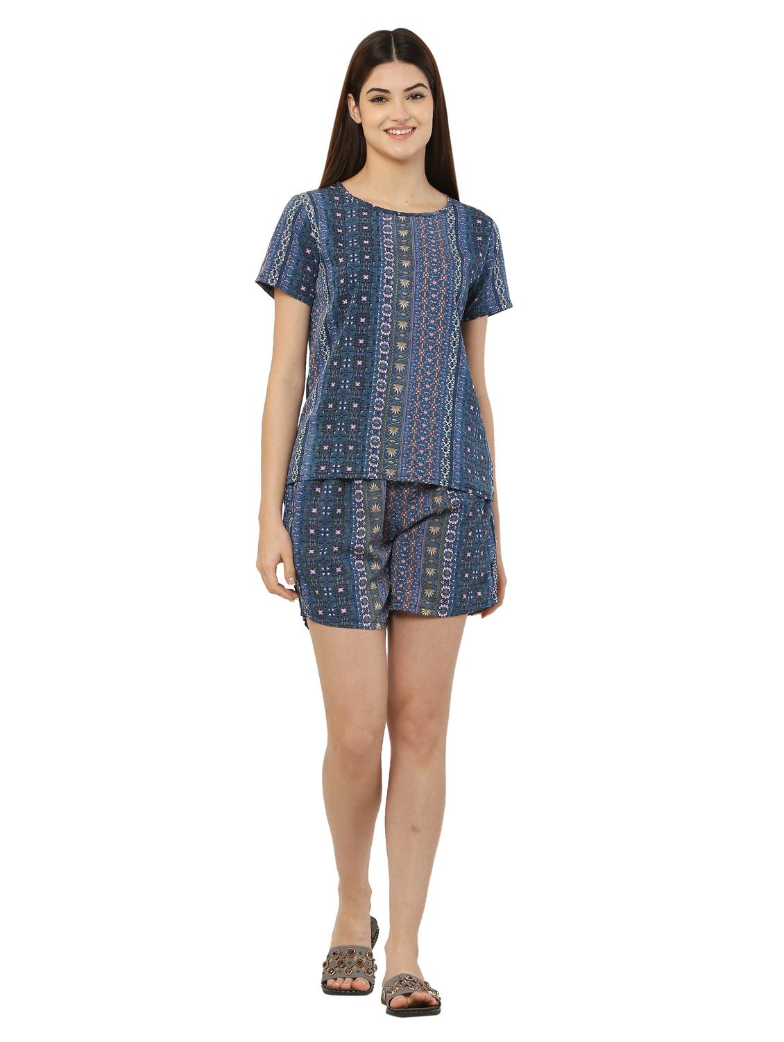 women's printed nightwear shorts set