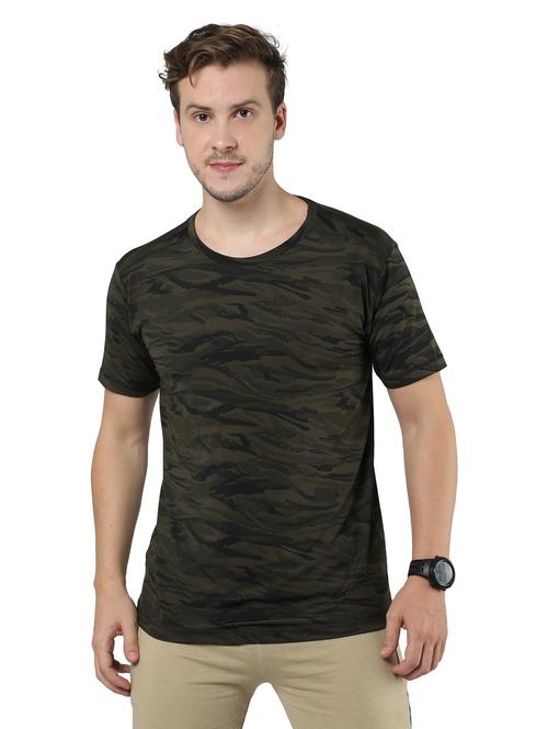 olive camouflage print short sleeves t-shirt - 20430857 - Standard Image - 0