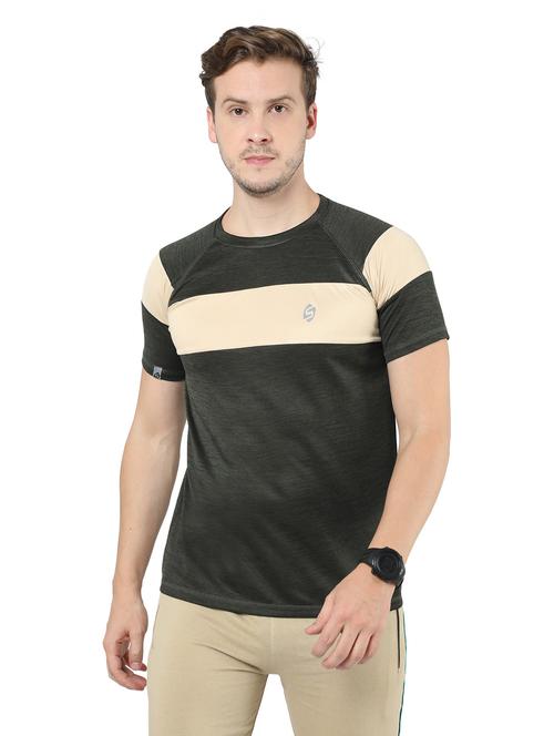 men charcoal color block polyester regular t-shirt - 20430861 -  Standard Image - 0