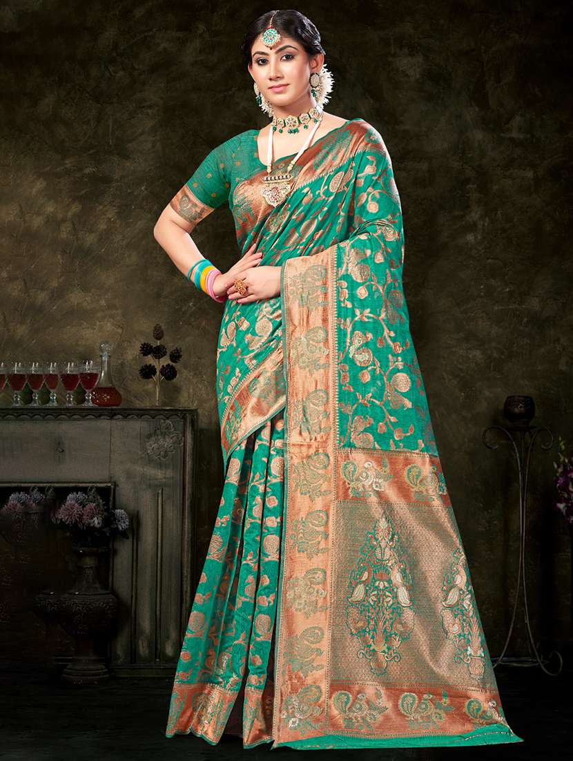 women's self design sea green colored saree - 20431035 - Zoom Image - 0