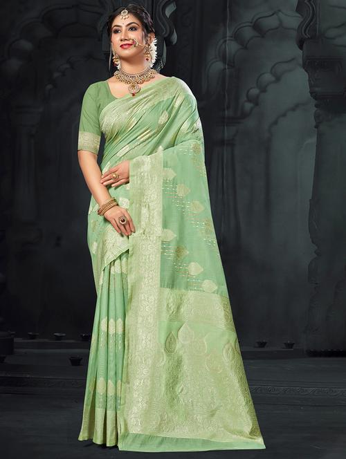 neo mint self design banarasi saree - 20431094 - Standard Image - 0