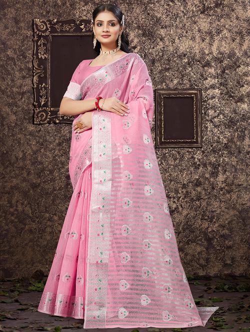 pink self design banarasi saree - 20431129 - Standard Image - 0
