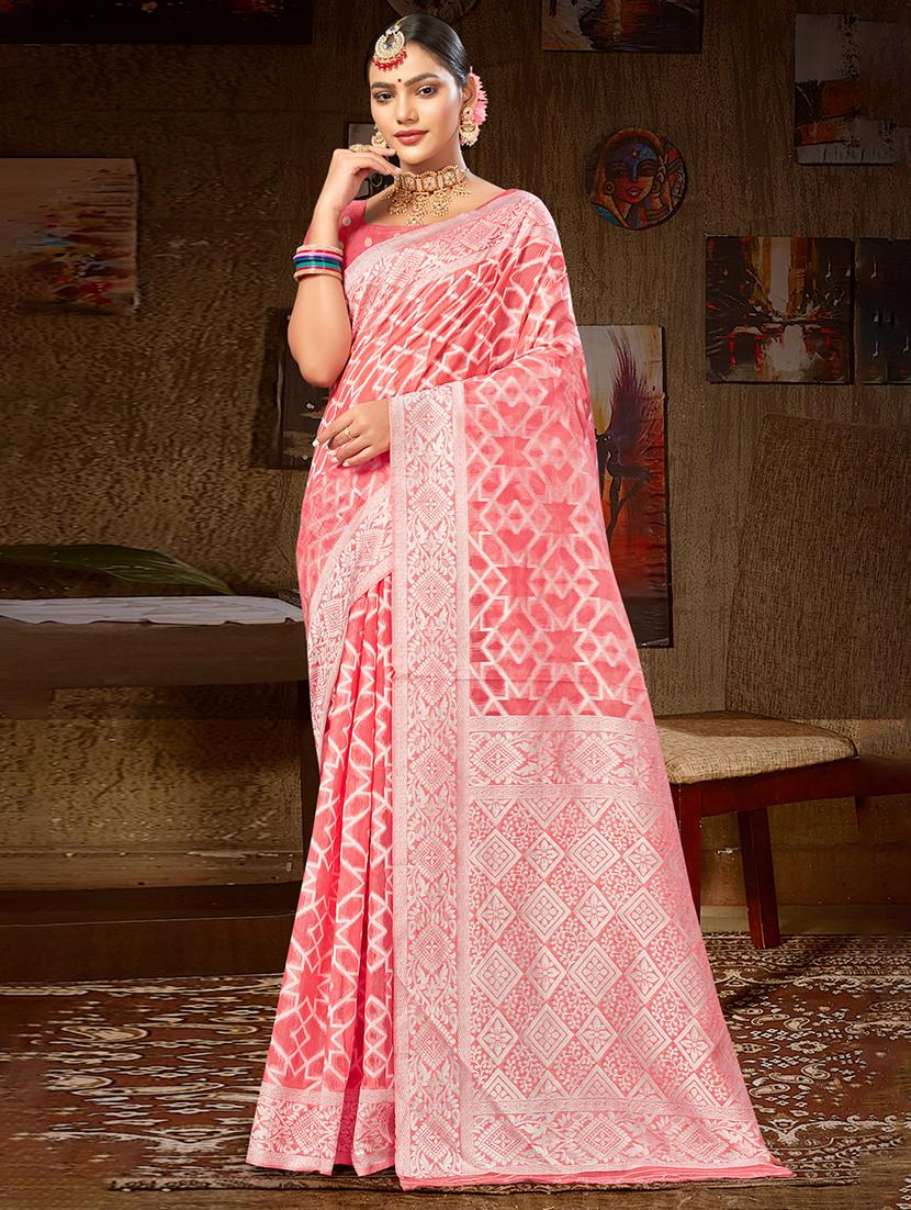 peach self design banarasi saree - 20431136 -  Zoom Image - 0