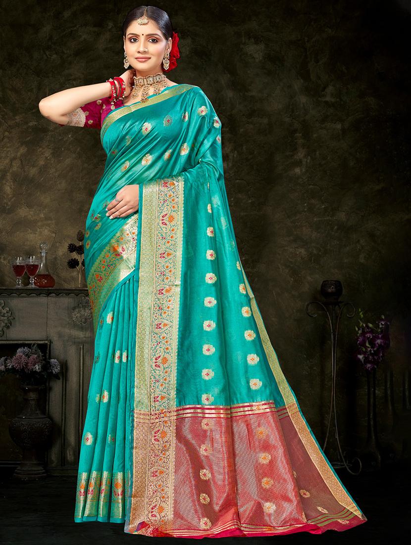 sea green self design banarasi saree - 20431153 - Zoom Image - 0