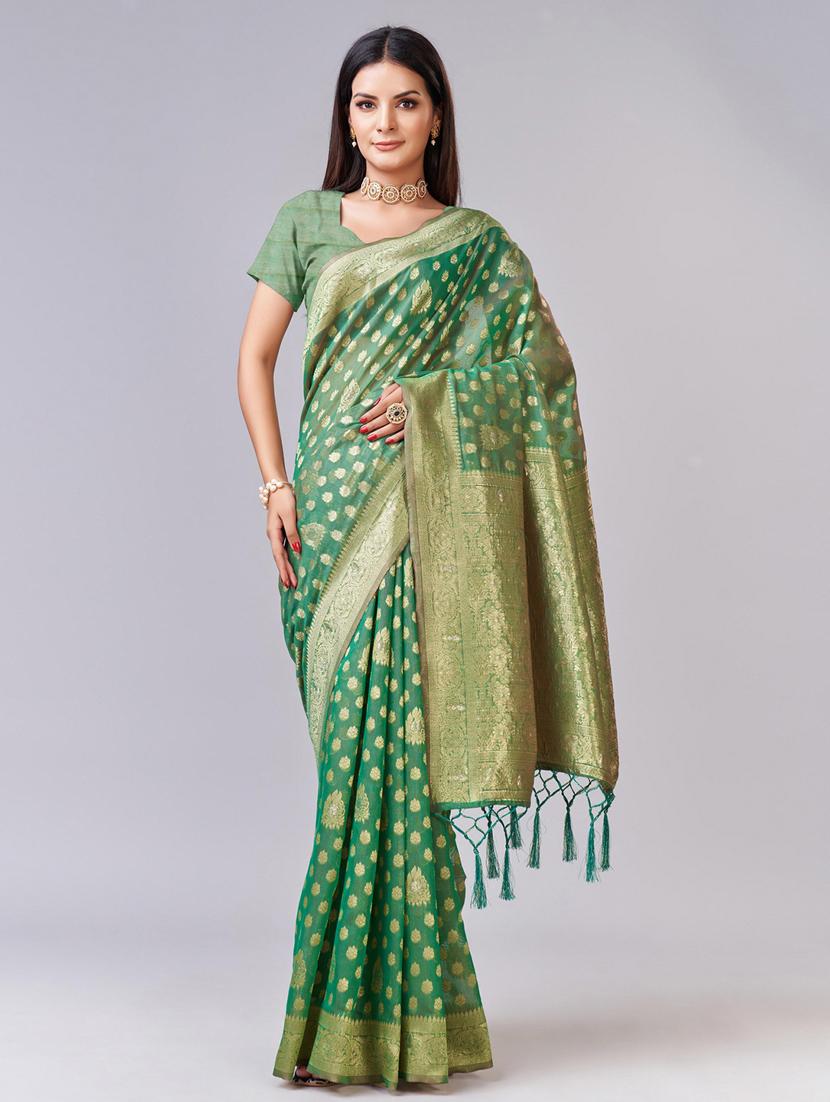 women green banarasi saree - 20433989 -  Zoom Image - 0