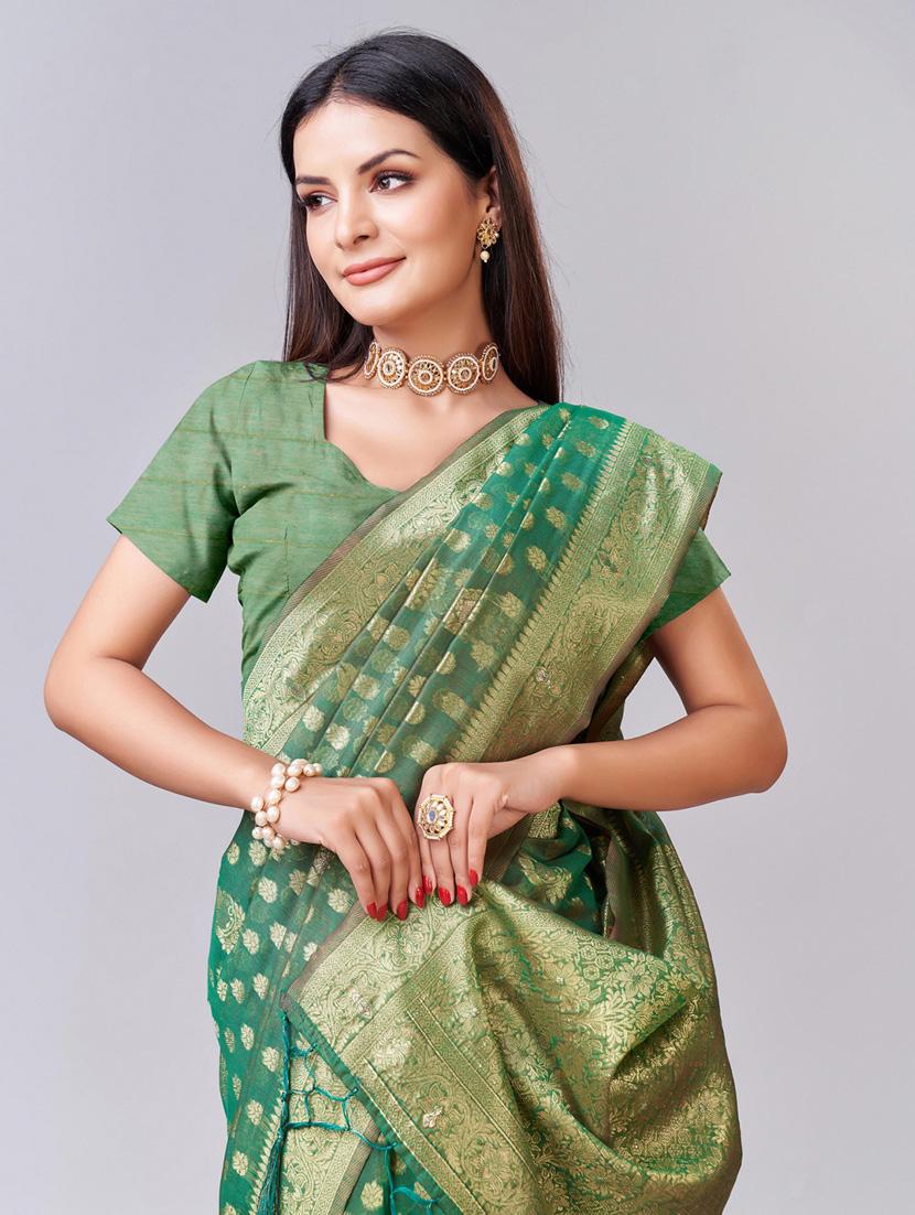 women green banarasi saree - 20433989 - Standard Image - 3