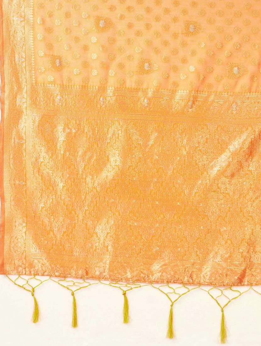 yellow self design banarasi saree - 20433993 - Standard Image - 5