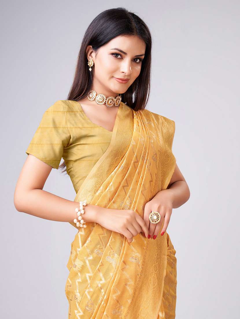 women yellow banarasi saree - 20433998 - Standard Image - 3