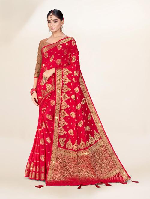 pink self design banarasi saree - 20434001 -  Standard Image - 0