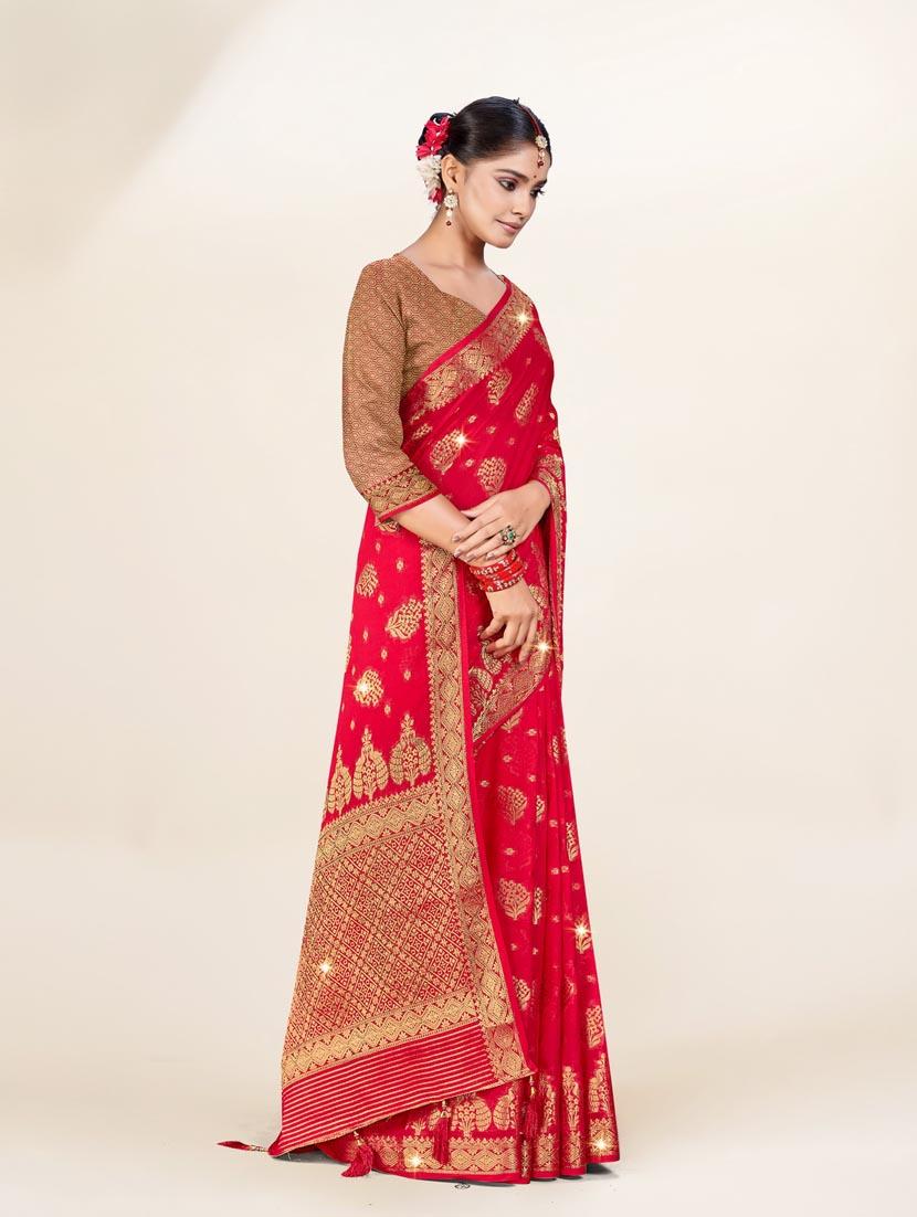 pink self design banarasi saree - 20434001 - Standard Image - 3