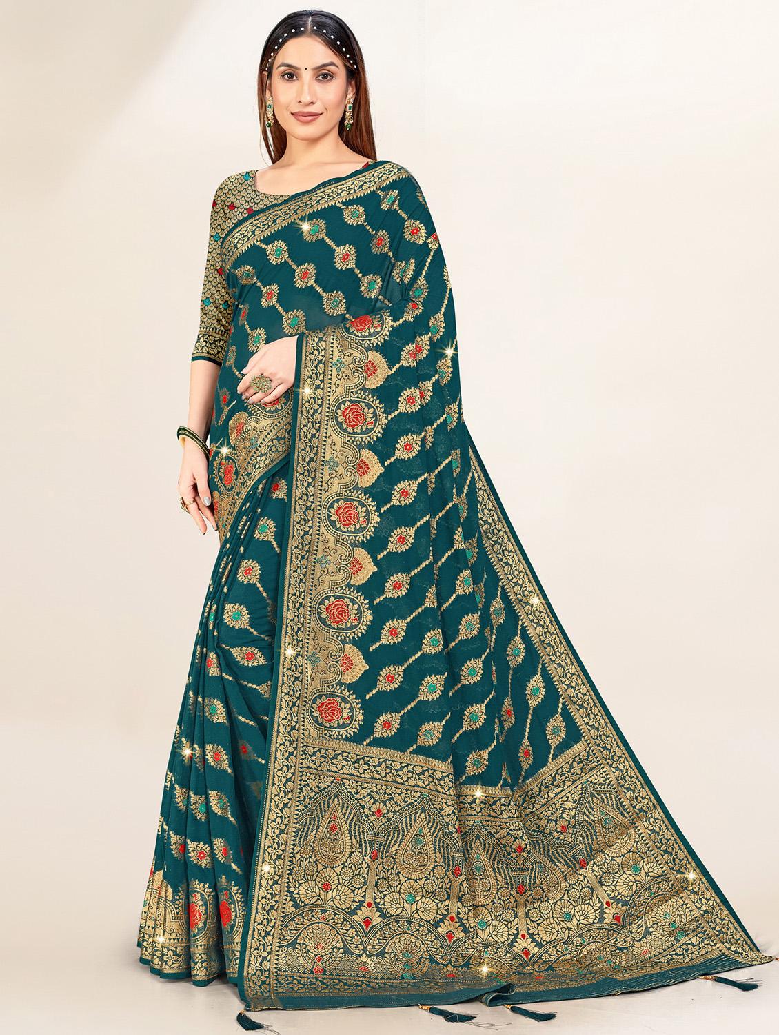 women green banarasi saree - 20434003 - Zoom Image - 0
