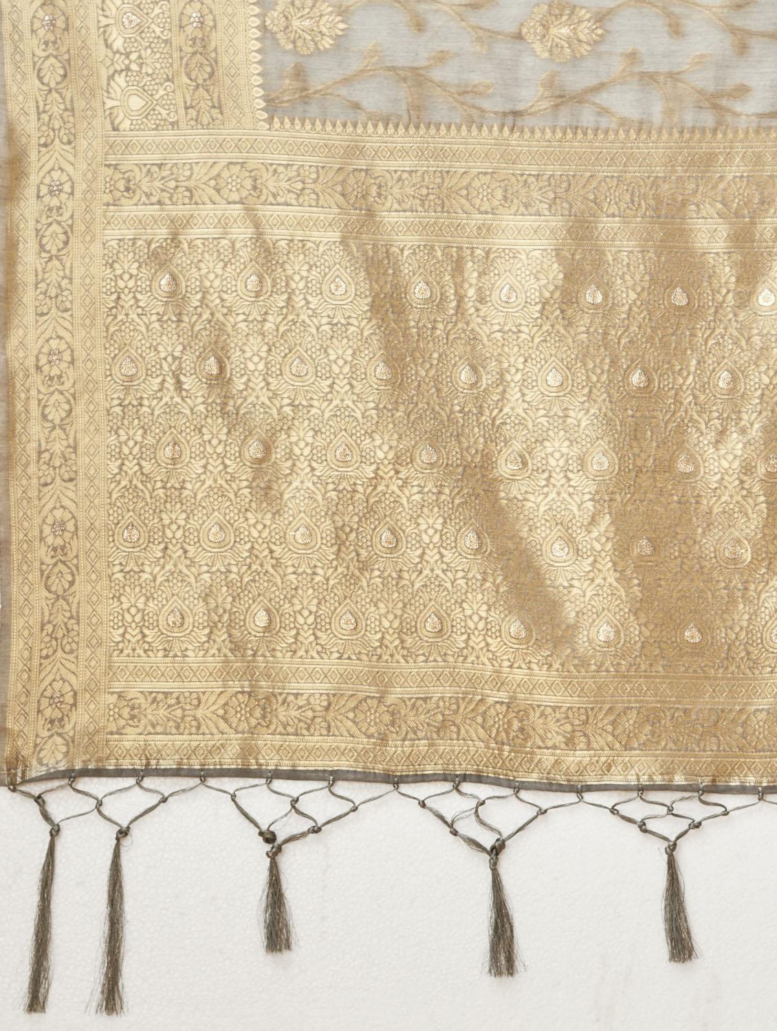 grey self design banarasi saree - 20434008 - Standard Image - 5