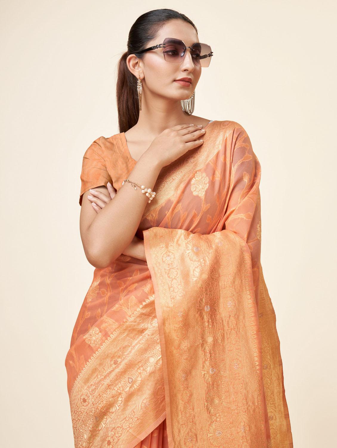 peach self design banarasi saree - 20434011 - Standard Image - 3