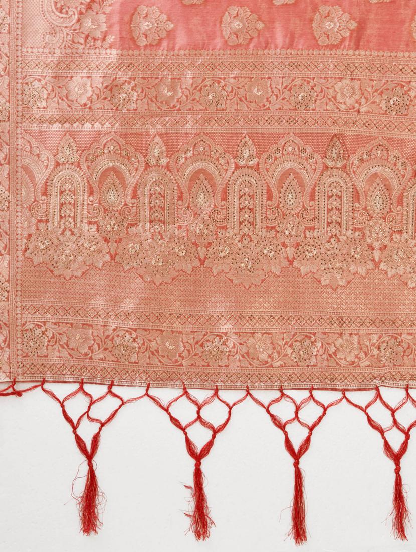 red self design banarasi saree - 20434027 - Standard Image - 5