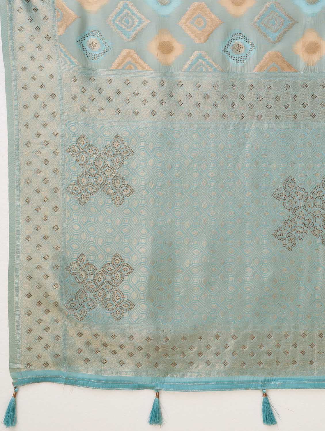 light blue self design banarasi saree - 20434034 - Standard Image - 5