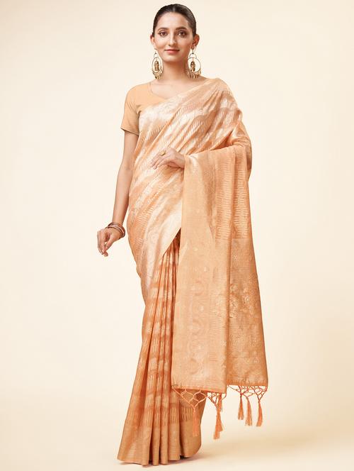peach self design banarasi saree - 20434064 - Standard Image - 0