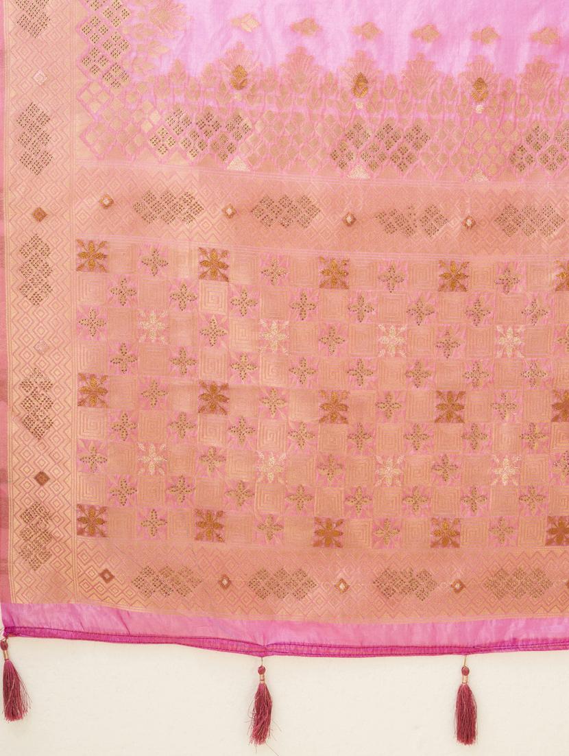 lavender self design bordered saree - 20434076 - Standard Image - 5