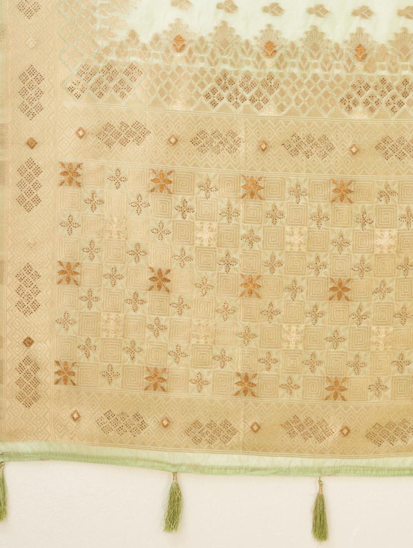 neo mint self design bordered saree - 20434079 - Standard Image - 5