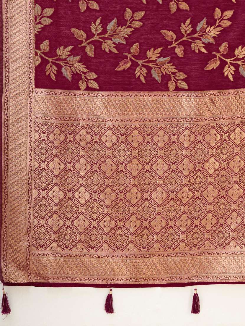 purple self design banarasi saree - 20434082 - Standard Image - 5