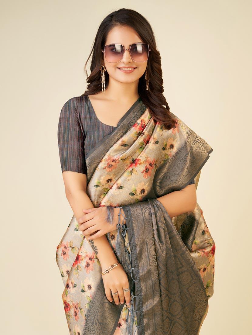 floral printed saree - 20434103 - Standard Image - 3