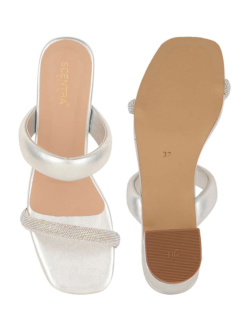 women silver block heel sandal - 20434437 -  Standard Image - 3