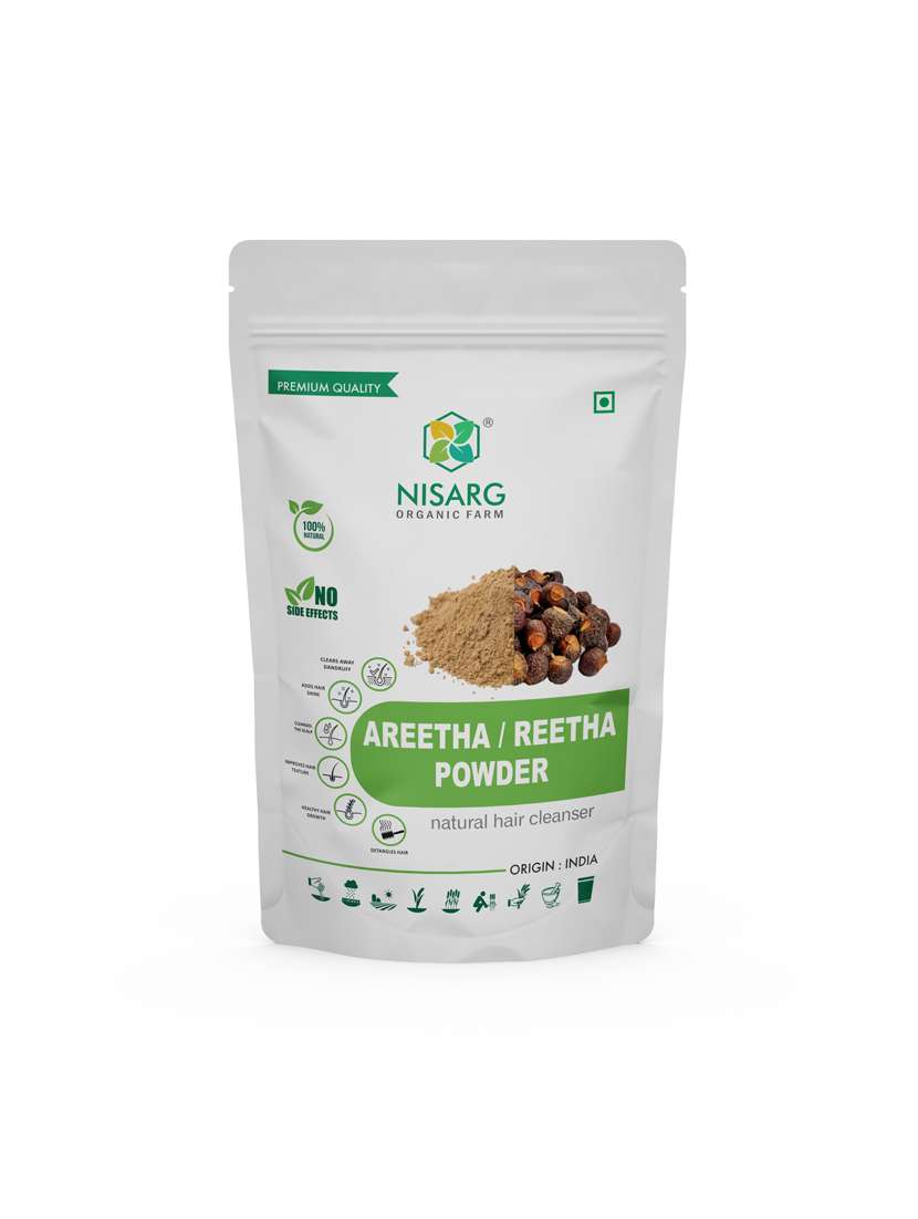 nisarg organic aretha/ reetha/ soapnut powder 100gm