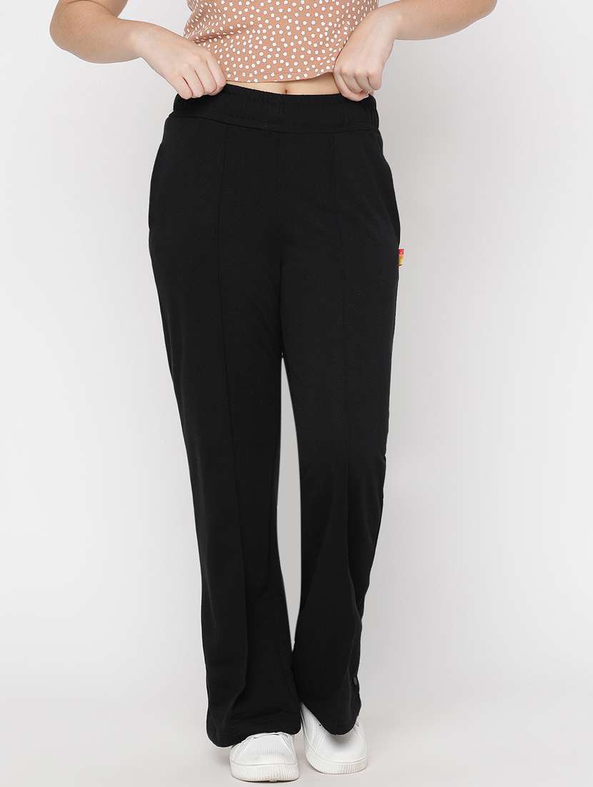 black solid track pant - 20435791 - Zoom Image - 0